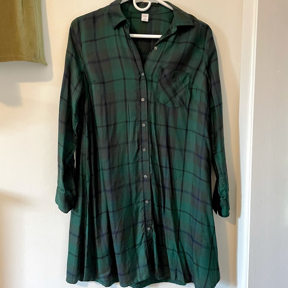 New Plaid Button Up Dress